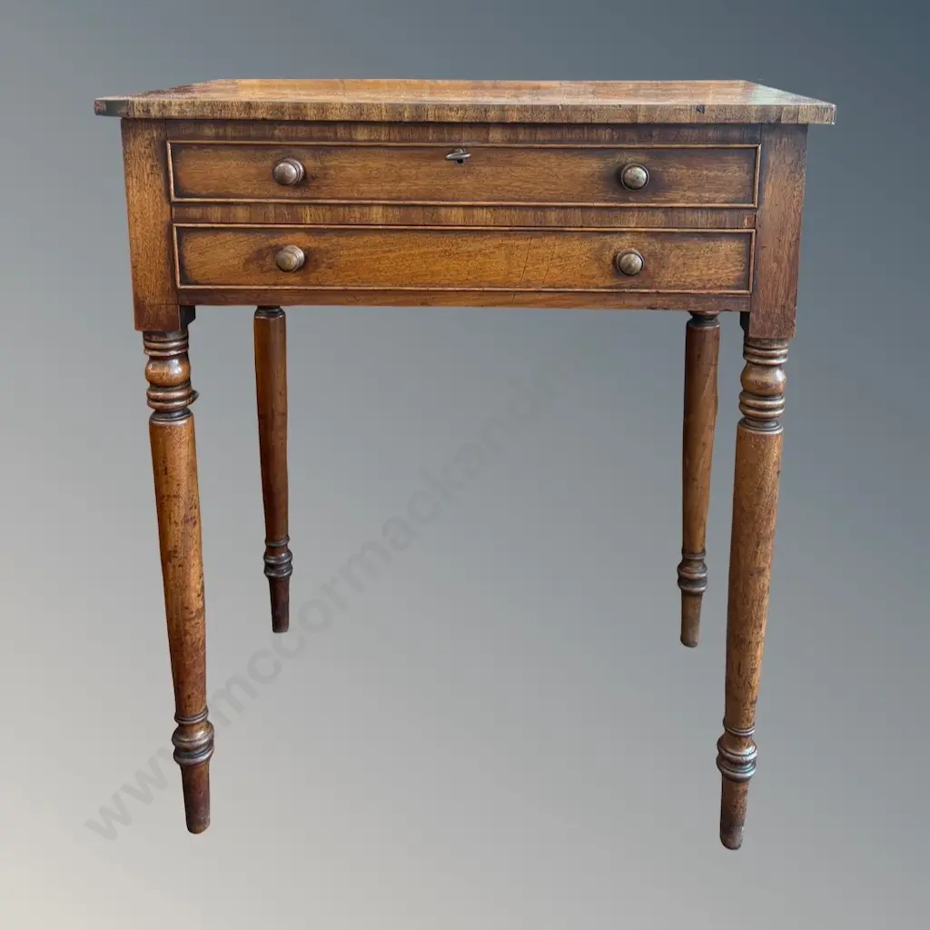 Mahogany 2 Drawer (one false) Writing Table with Lift Up Lid, L61xD74xD41cm Image 1++