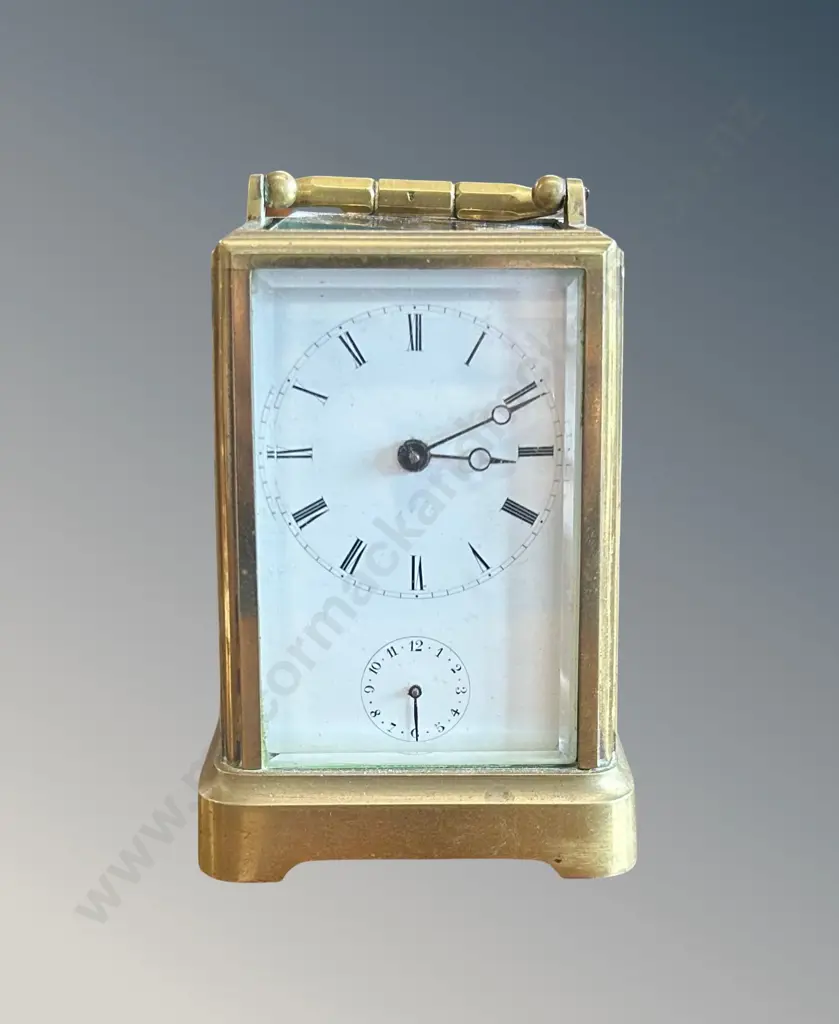 Brass Glass Paneled Carriage Clock, H11cm Image 1++