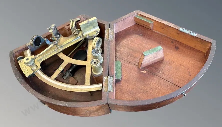 Imray & Sons, London Brass Sextant in Mahogany Case Image 1++