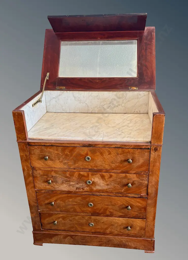 Flame Mahogany Washstand with Four Drawers and Marble Interior AF, H91xL73xD43.5cm Image 1++