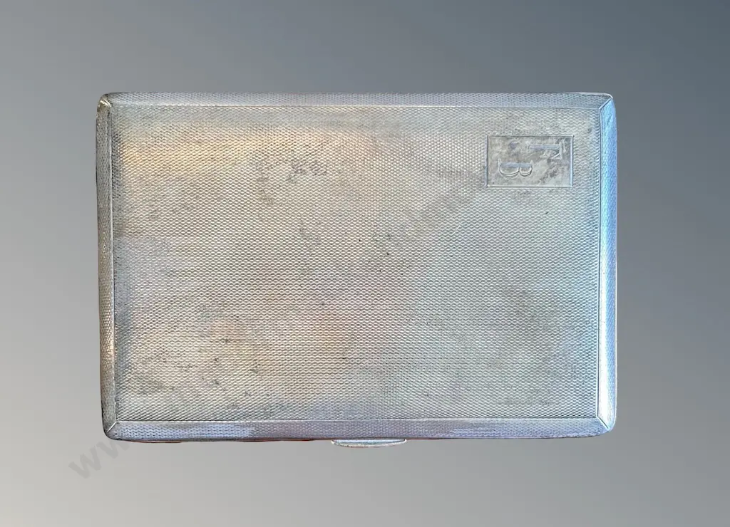 Sterling Silver Gilt Lined Cigarette Case, TW170gms Image 1++