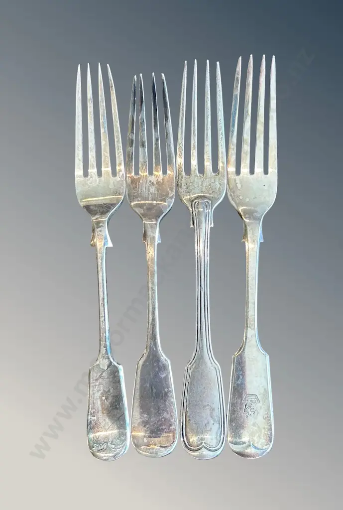 Four Assorted Sterling Silver Forks, TW176gms Image 1++