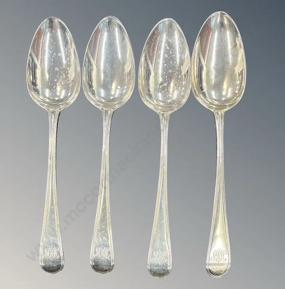Four Sterling Silver Serving Spoons, TW261gms Image 1++