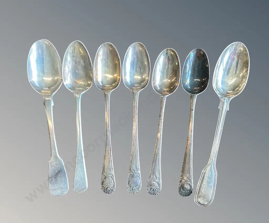 Seven Assorted Sterling Silver Teaspoons, TW125gms Image 1++