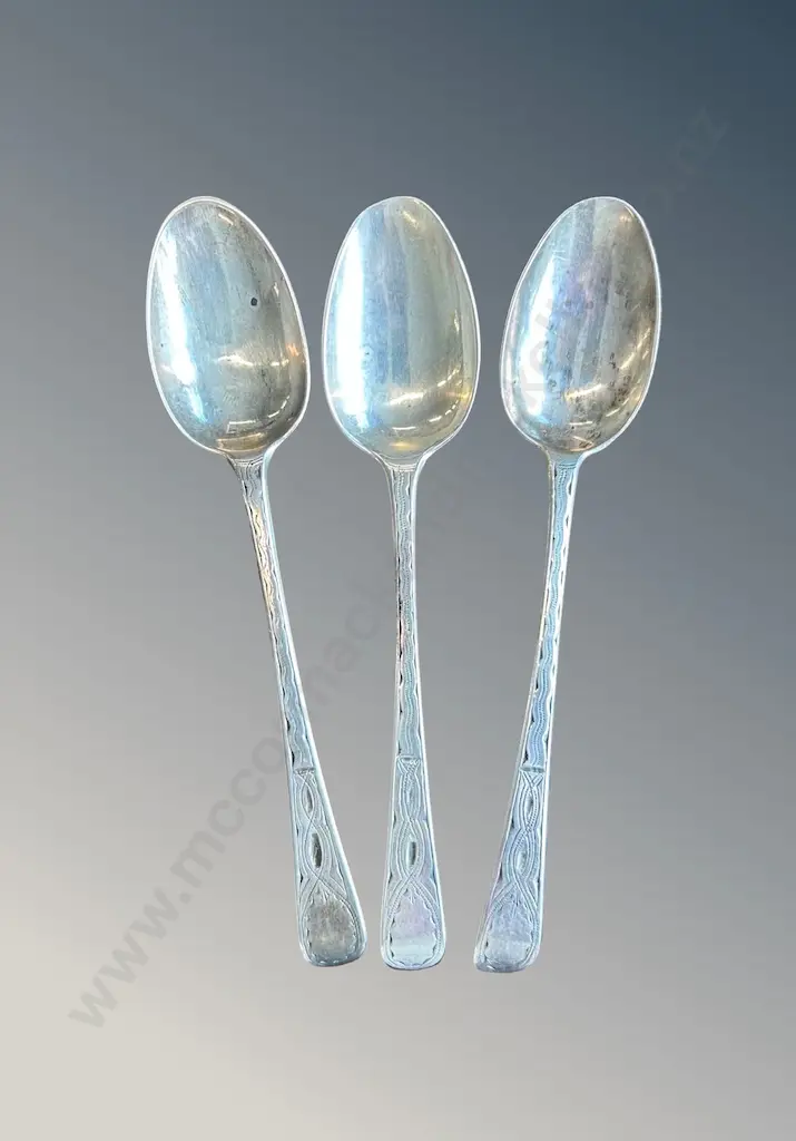 Three Sterling Silver Teaspoons, TW59gms Image 1++
