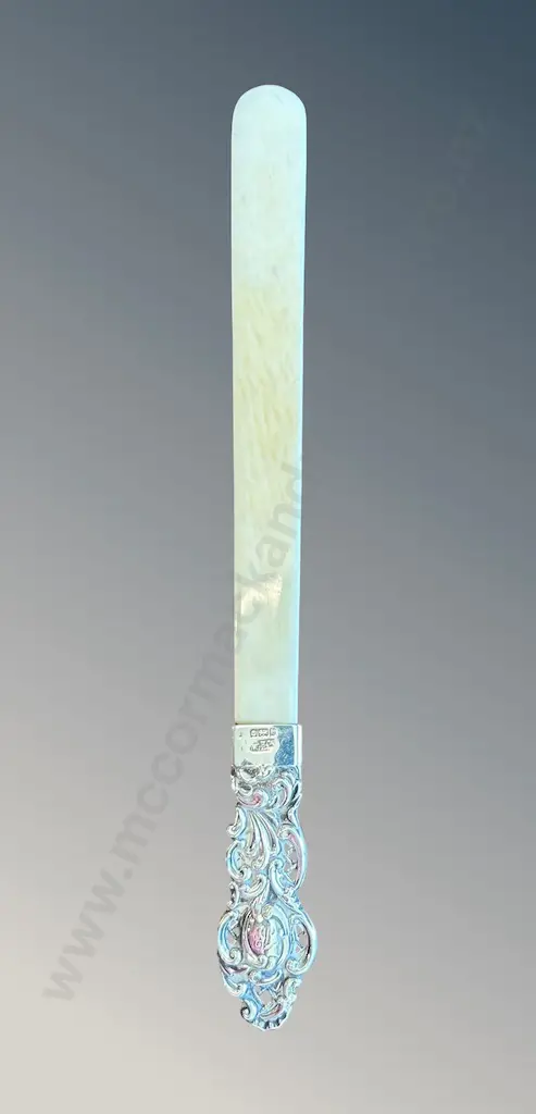 Sterling Silver Handled and Ivory Letter Opener, H24.5cm Image 1++
