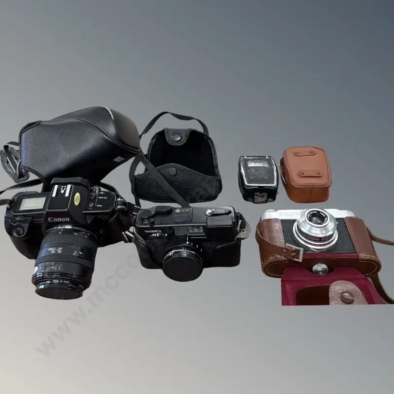 Canon EOS E620/650, Yashica and Mastra Cameras in Leather Cases Image 1++