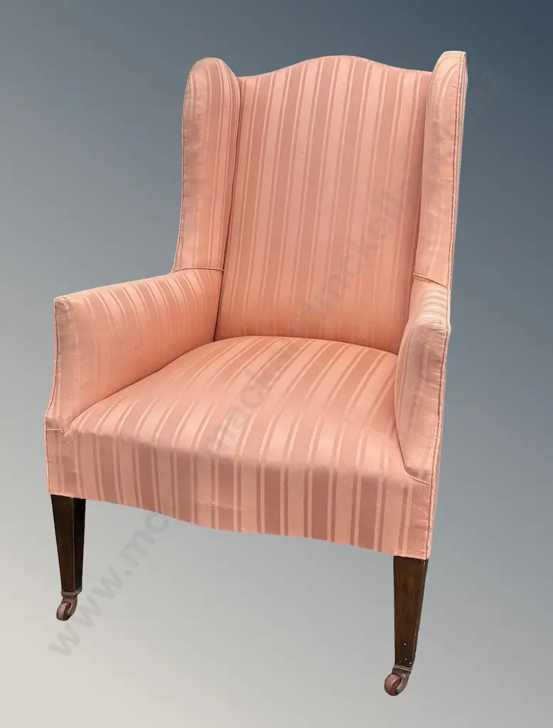 Pink Upholstered Wingback Chair Image 1++