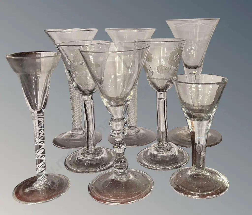 Early Stemware Glasses including Georgian and Hand Blown Swirl Stems Image 1++