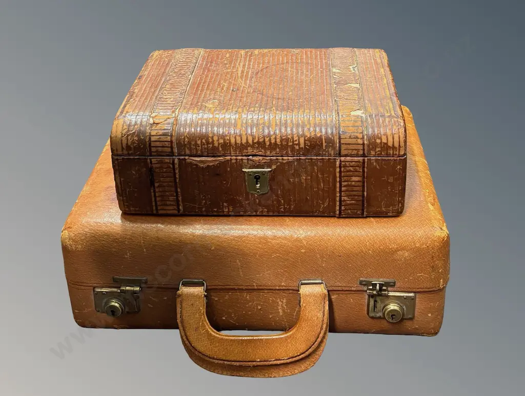 Asprey London Leather Case L30xD20xH10cm and Wooden Trinket Box Image 1++