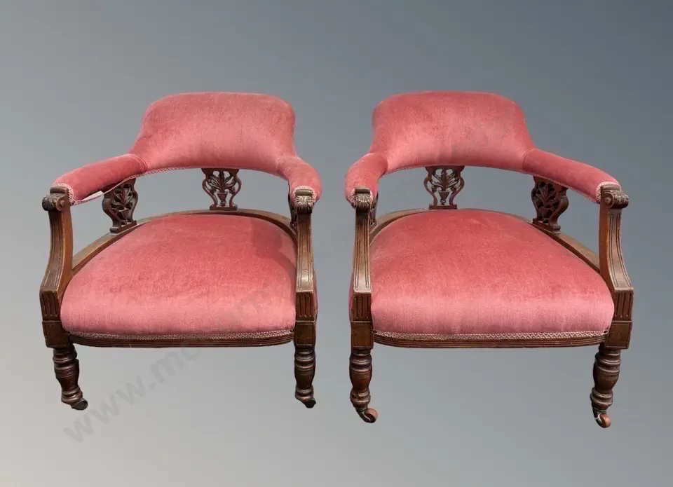 Pair of Upholstered Splat Back Occasional Chairs Image 1++