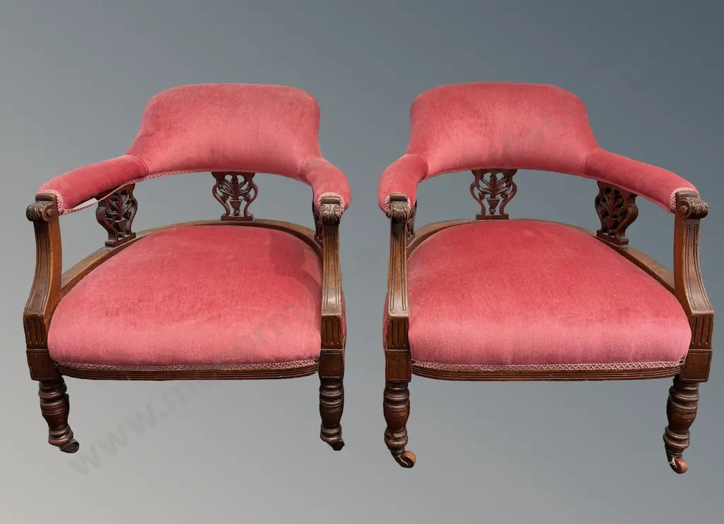 Pair of Upholstered Splat Back Occasional Chairs Image 1++