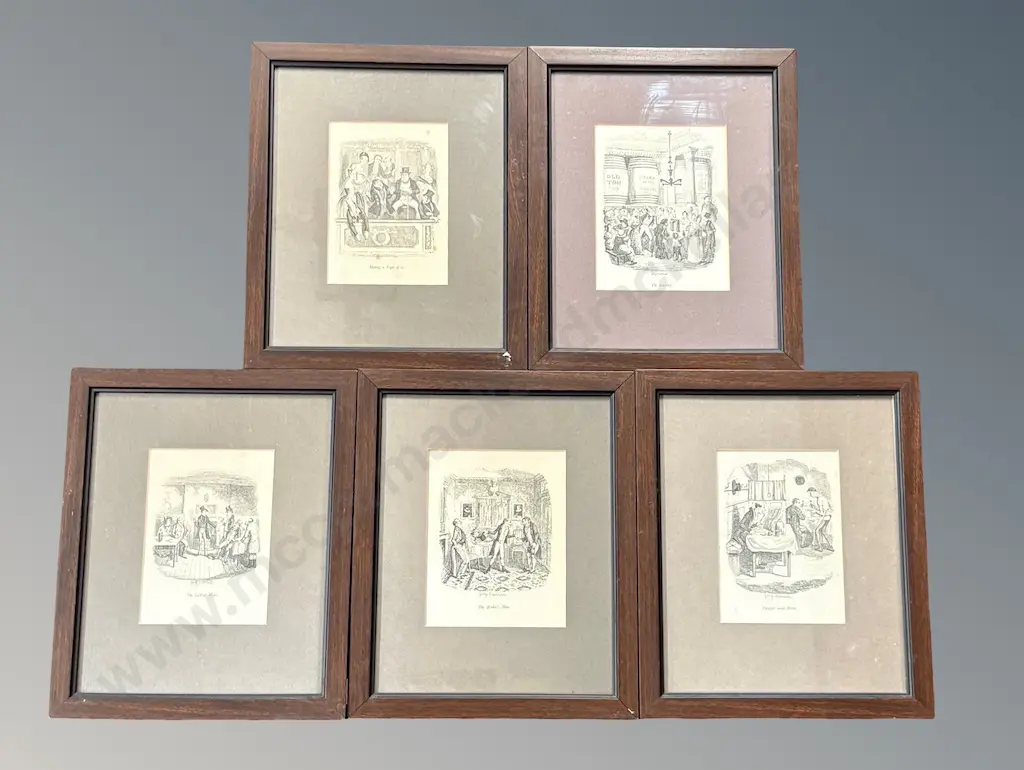 Set of 5 George Cruickshank Woodcuts, 1883, 140x100mm Image 1++