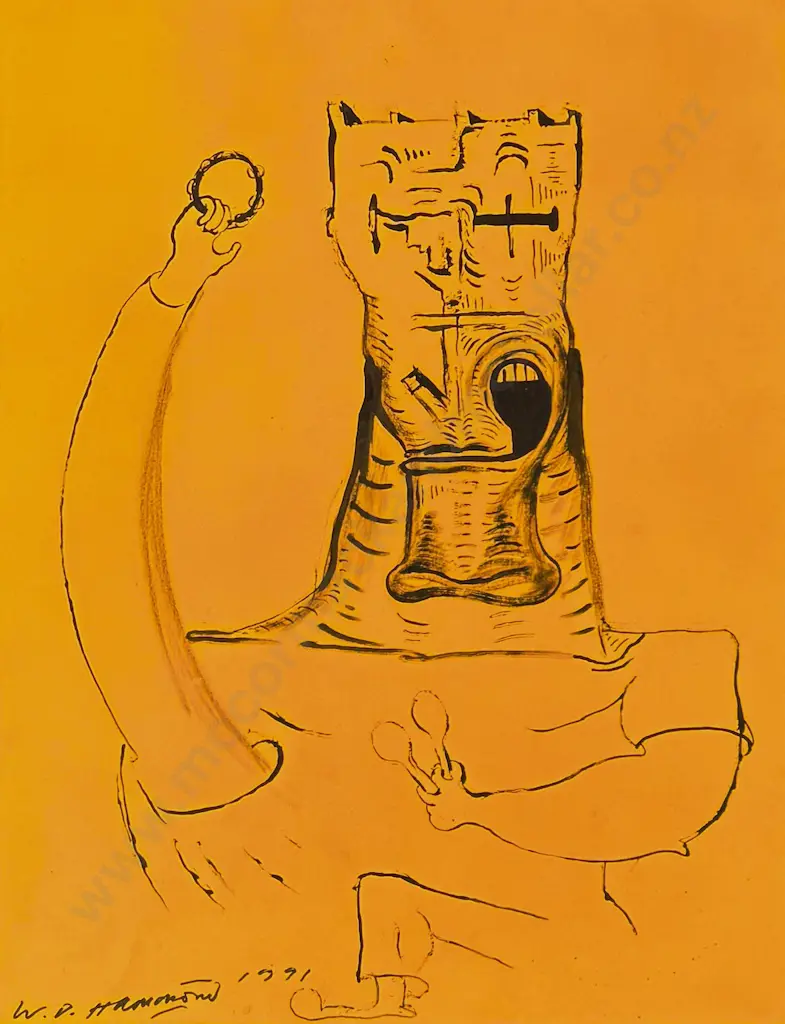 WD (Bill) Hammond - Untitled,1991, ink on card, 590x460mm Image 1++