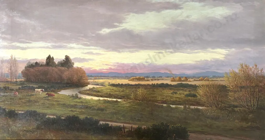 John Gibb - Hay Making, Oxford, 1885, oil on canvas, 530x980mm Image 1++