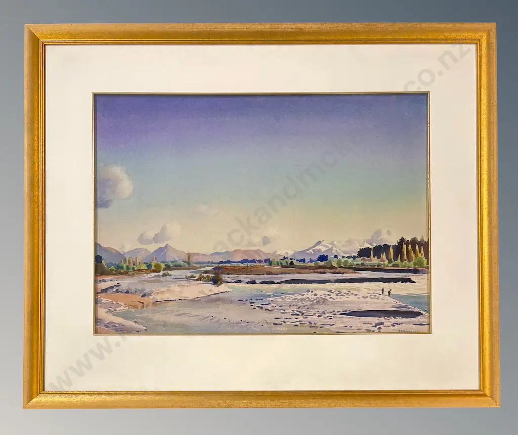 Austen Deans - Rangitata River, 1981, watercolour on paper, 540x745mm Image 1++