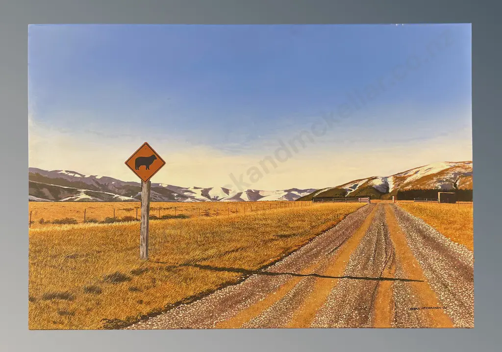 Brian McCracken - Wandering Stock, North Canterbury, 2004, acrylic on canvas, 555x800mm Image 1++