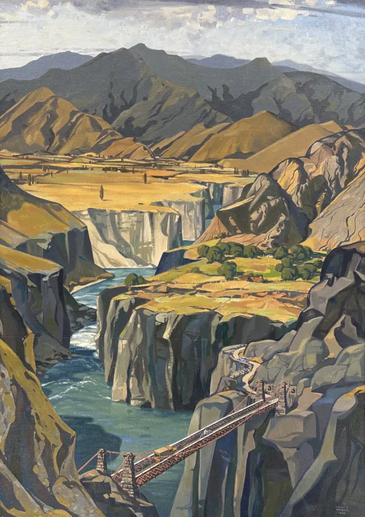 Colin Wheeler - Kawarau Gorge, Central Otago, 1956, oil on board, 1010x715mm Image 1++