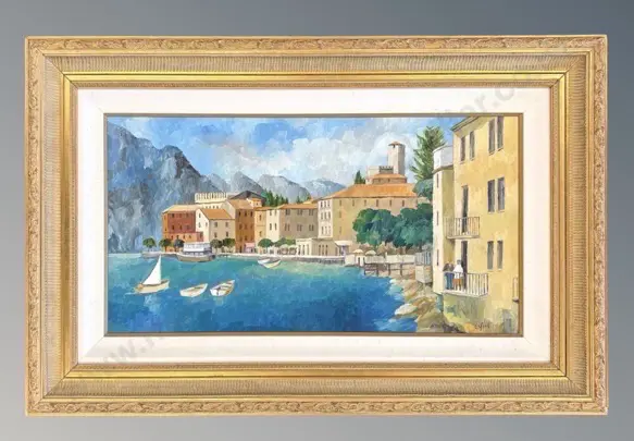 Tom Esplin - Malcesine, Lake Garda, oil on board, 315x595mm Image 1++