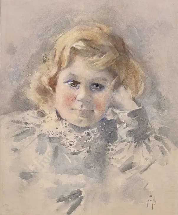 Frances Mary Hodgkins - Portrait of Marion Scott, 1896, watercolour on paper, 265x220mm Image 1++