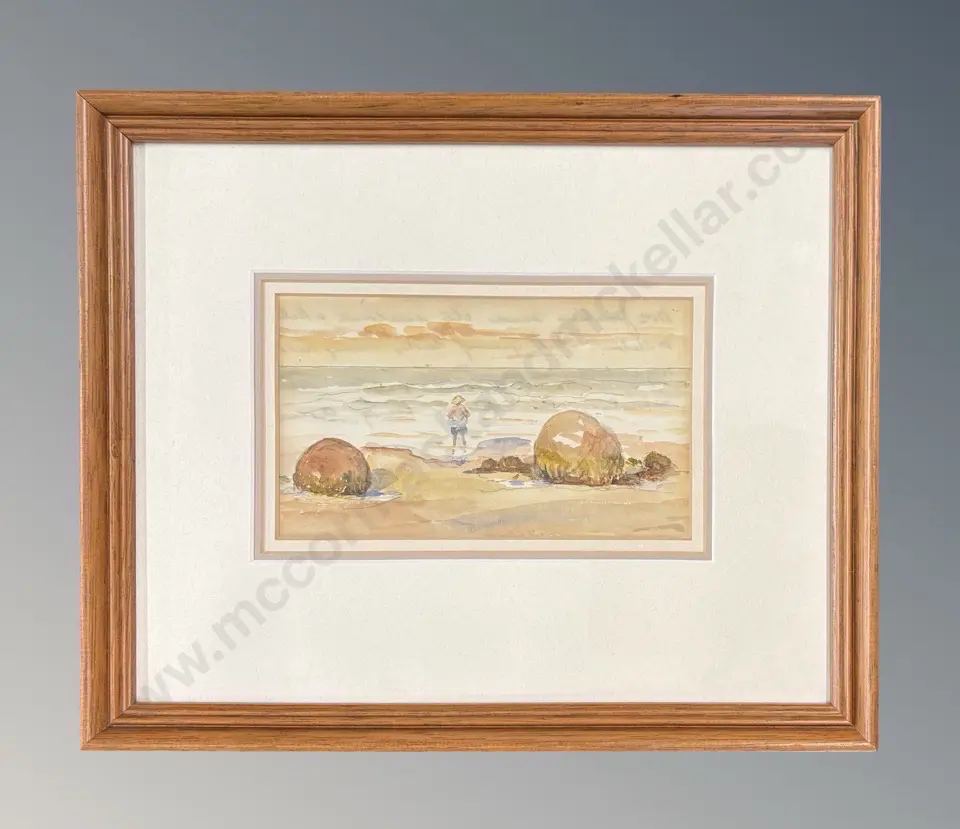 Frances Mary Hodgkins - Na at Moeraki Beach, 1894, watercolour on paper, 100x160mm Image 1++