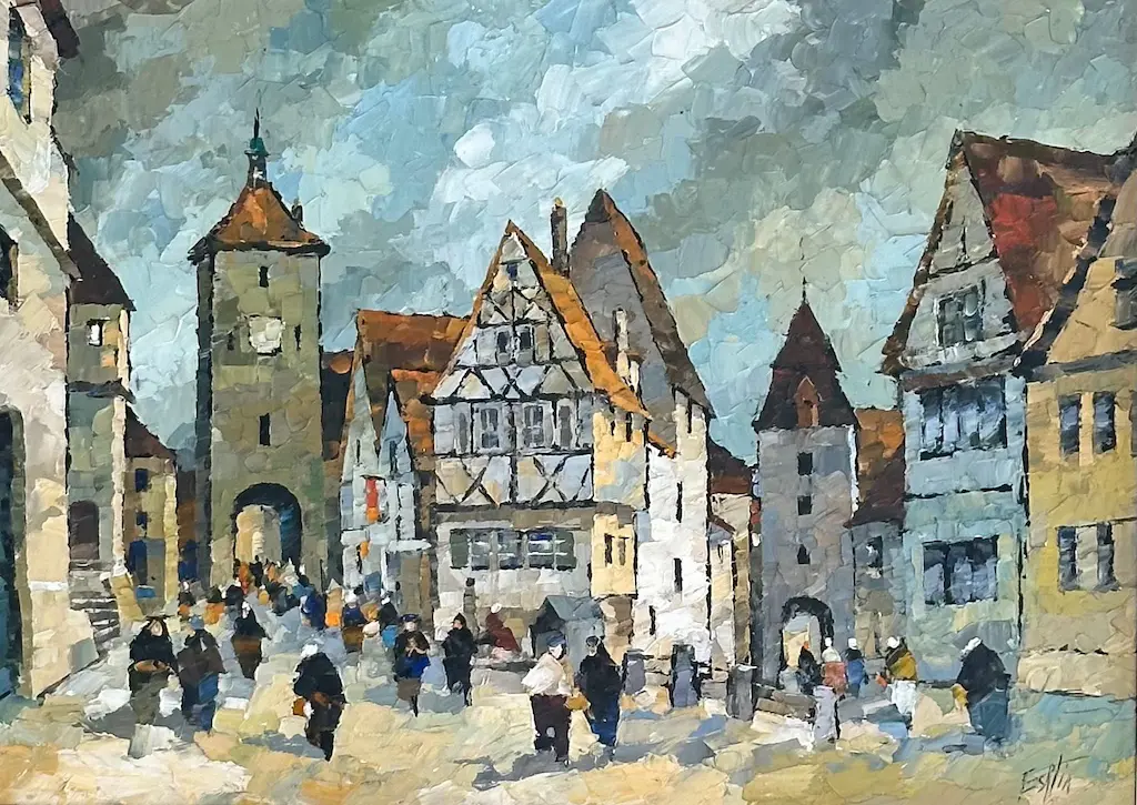 Tom Esplin - Rothenburg, oil on board, 315x445mm Image 1++