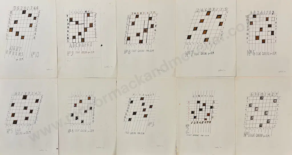 Ralph Hotere (10 unframed works) - Queens for O.E.M, pen and ink 383x280mm Image 1++