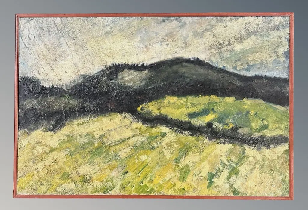 Trevor Moffitt - Southland Winter Landscape, oil on hardboard, 600x910mm Image 1++