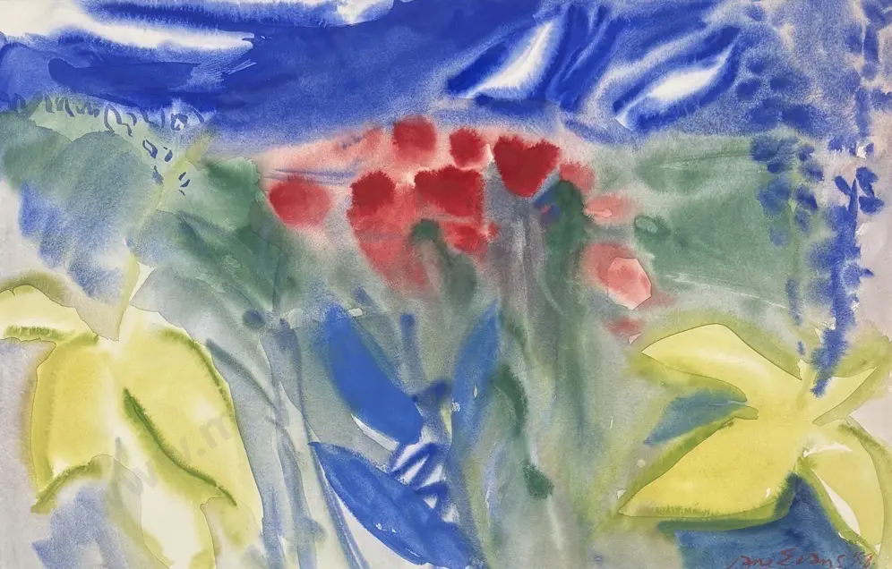 Jane Evans - Floral Study, 1988, gouache on paper, 380x590mm Image 1++