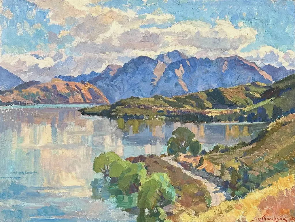 SL Thompson - Morning, Lake Grassmere, oil on canvas,530x710mm Image 1++