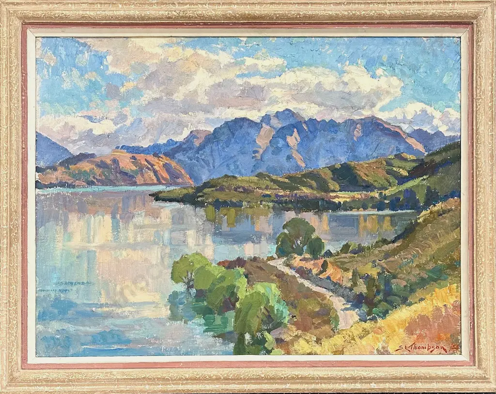 SL Thompson - Morning, Lake Grassmere, oil on canvas,530x710mm Image 1++