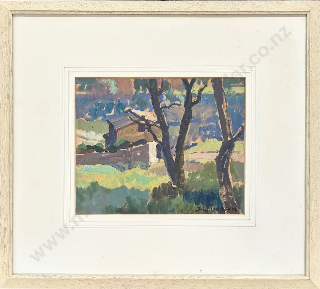 SL Thompson - Treescape, oil on paper, 210x260mm Image 1++