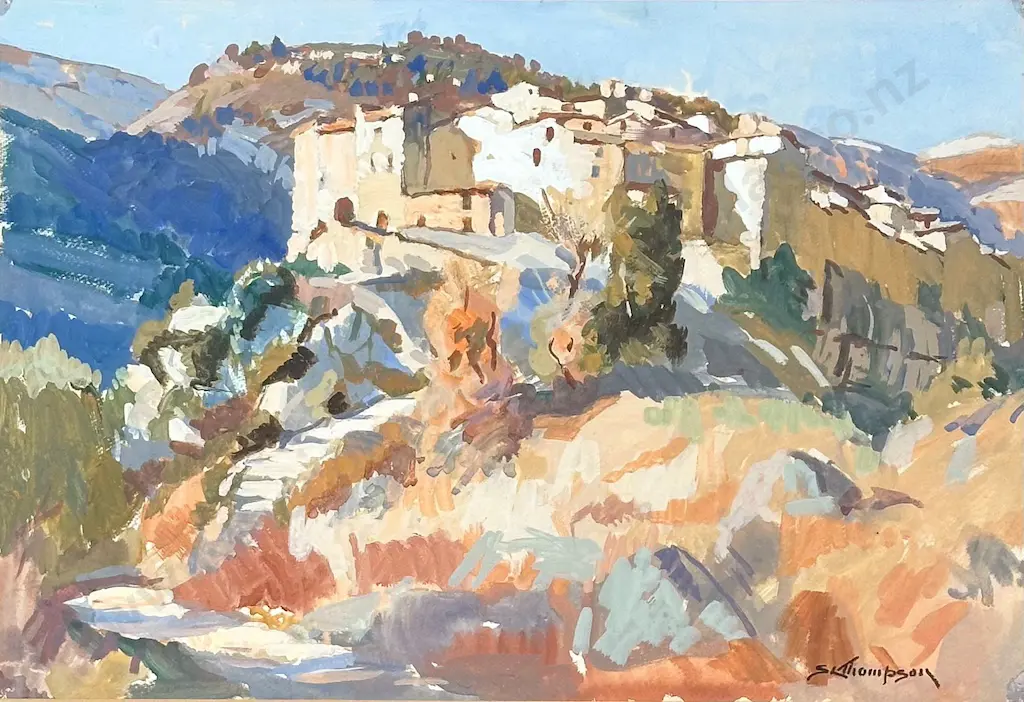 SL Thompson - Tourrettes, French Riviera, gouache on paper, 340x490mm Image 1++