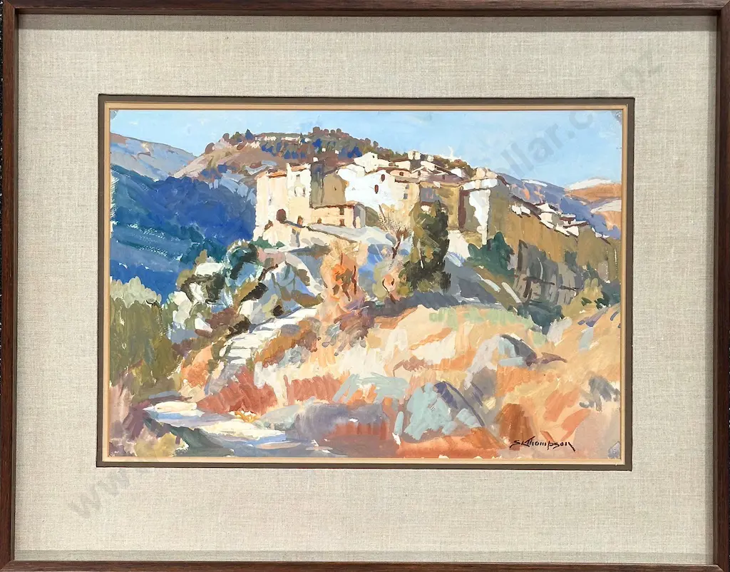 SL Thompson - Tourrettes, French Riviera, gouache on paper, 340x490mm Image 1++