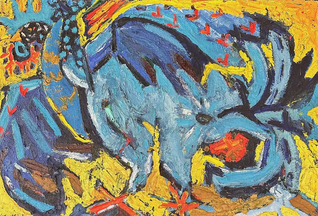 Joanna Braithwaite - Birds, oil on hessian, 610x880mm Image 1++