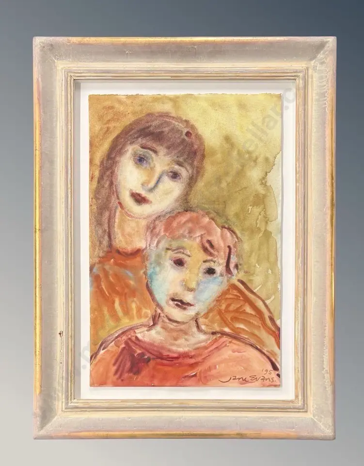 Jane Evans - Siblings, 1995, gouache and watercolour on paper, 600x390mm Image 1++