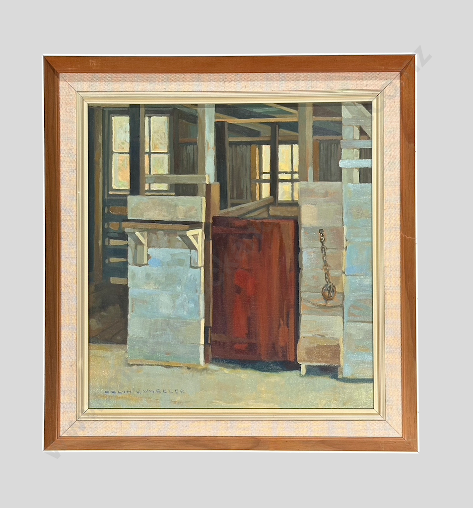 Colin Wheeler - The Red Door, Woolshed at Lorne, oil on board, 425x390mm Image 1++