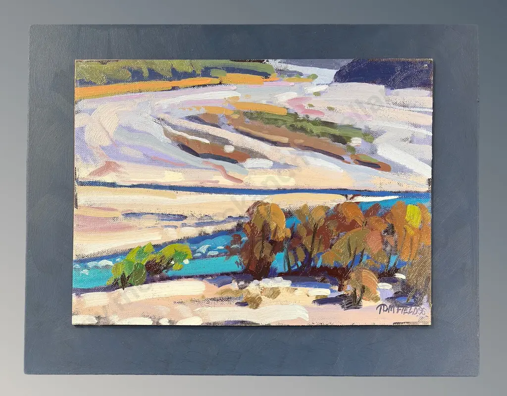 Tom Field - The Upper Waimakariri River near the Mount White Bridge, 1996, oil on board, 220x300mm Image 1++