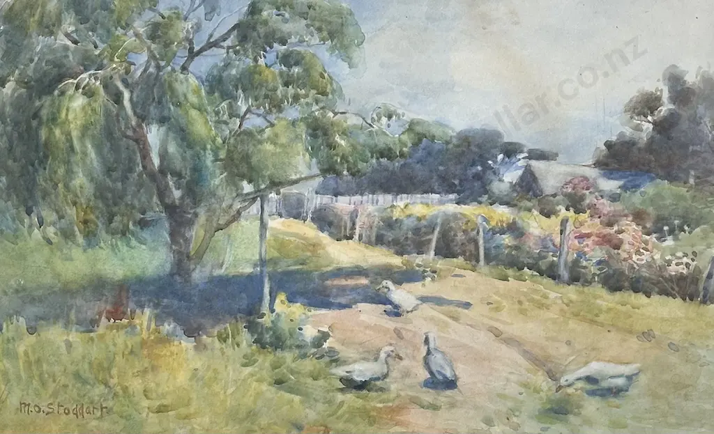 MO Stoddart - Geese in the Lane, watercolour on paper, 270x430mm Image 1++