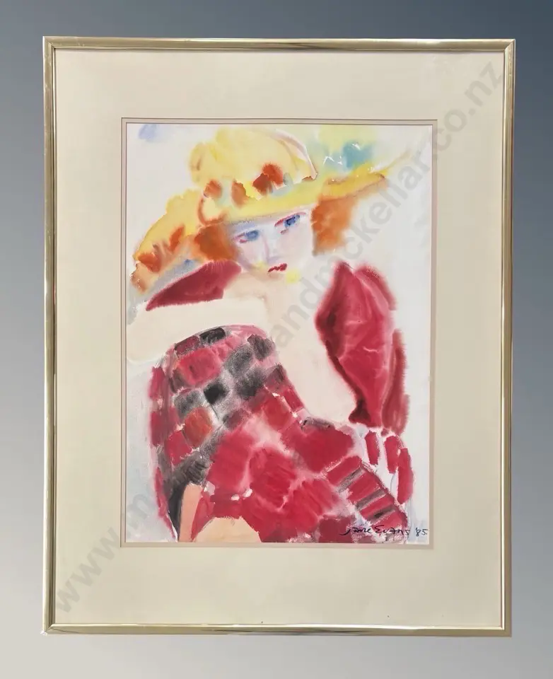 Jane Evans - Woman with Yellow Hat, 1985, gouache on paper, 730x530mm Image 1++