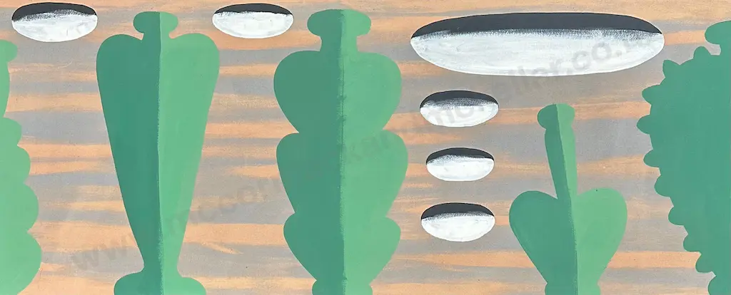 Gavin Chilcott - New Ceramics, 1992, oil on canvas, 555x1370mm Image 1++