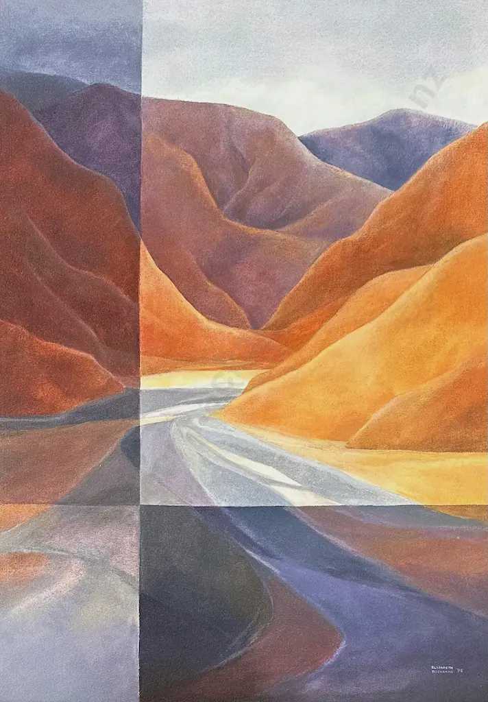 Elisabeth Buchanan - Hills and Gorge, 1998, oil on board, 900x690mm Image 1++