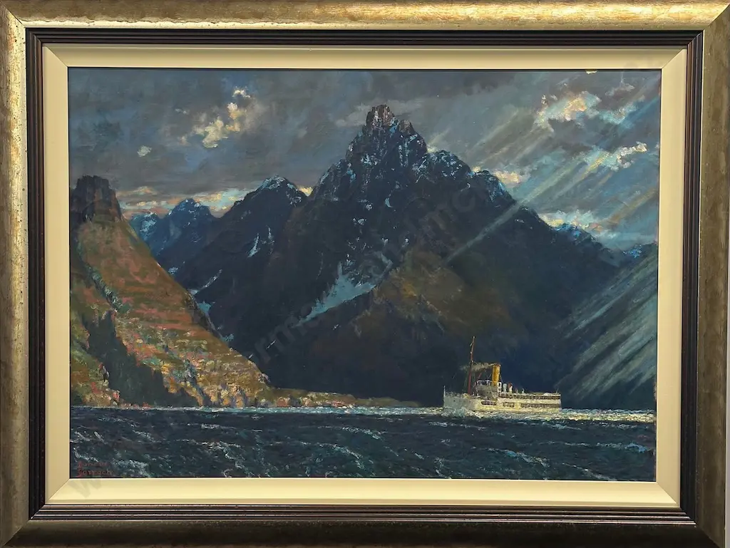 Duncan Darroch - TSS Earnslaw in front of the Remarkables, oil on canvas, 600x860mm Image 1++