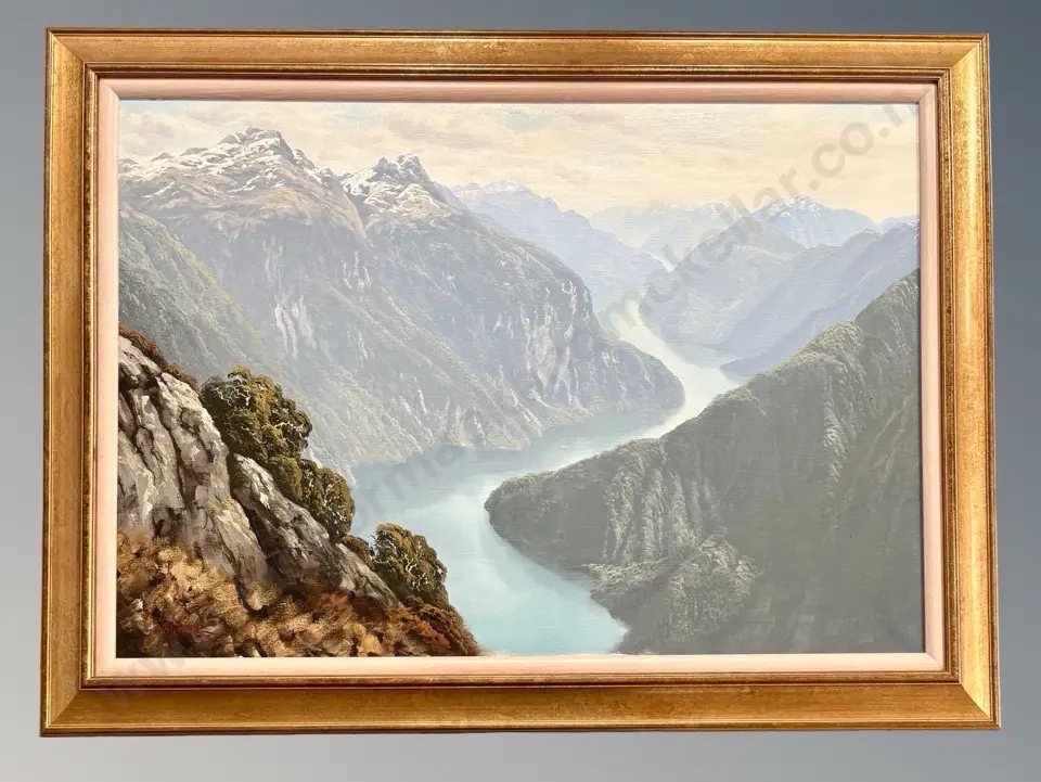 Jonathan White - Broughton Arm, Breaksea Sound, Fiordland, 1977, oil on canvas, 700x1000mm Image 1++