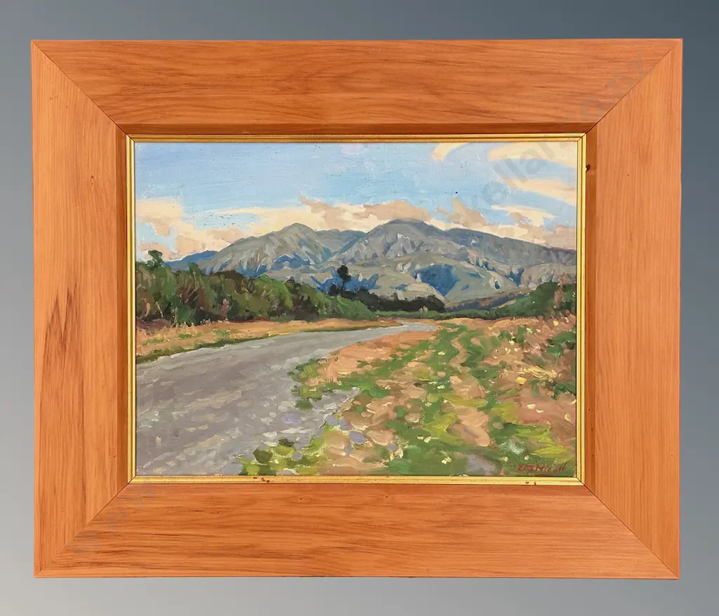 Archibald Nicoll - Country Lane, Canterbury Hills, oil (some flaking), 290x380mm Image 1++