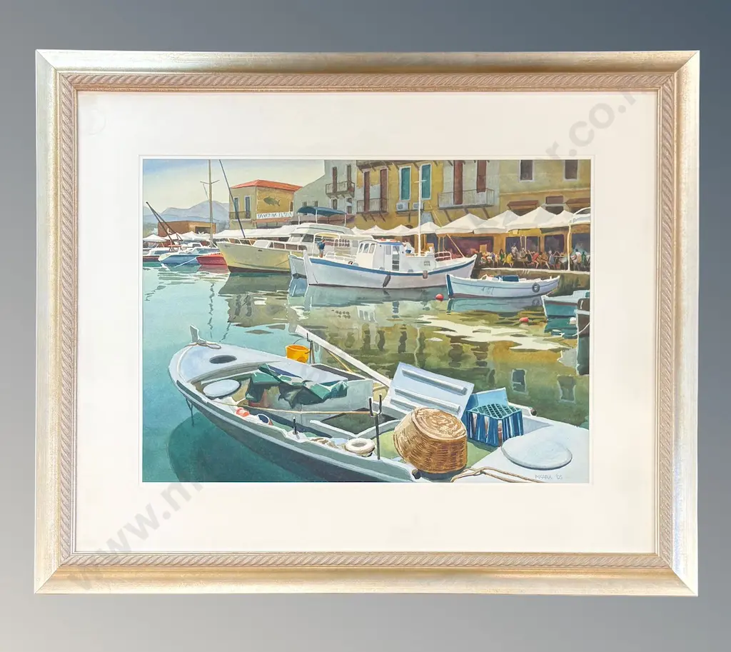 Don McAra - Quayside, Rethymnon Crete, watercolour on paper, 520x720mm Image 1++