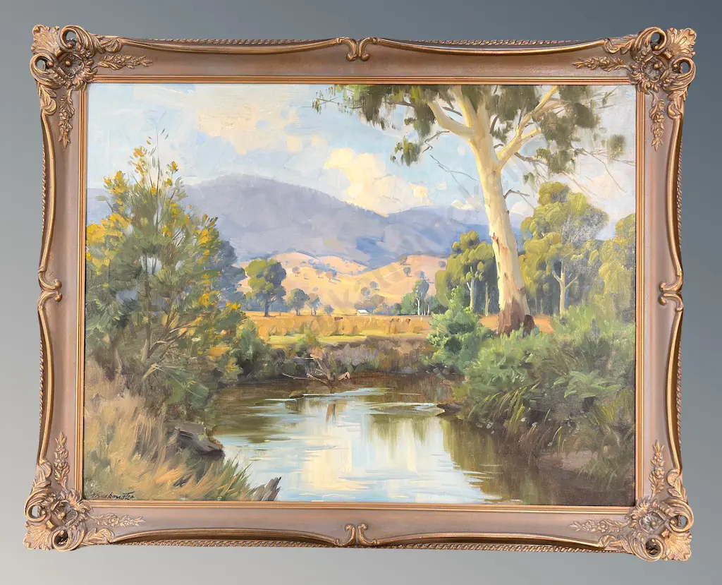 Ernest Buckmaster - Rubicon River, Thornton, Vic, oil on canvas, 685x900mm Image 1++