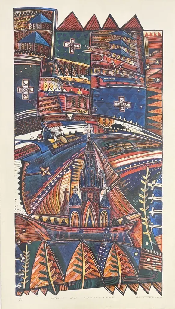 Michel Tuffery - Fale Sa Christ Keke, 1/1 monoprint on paper, 830x470mm Image 1++