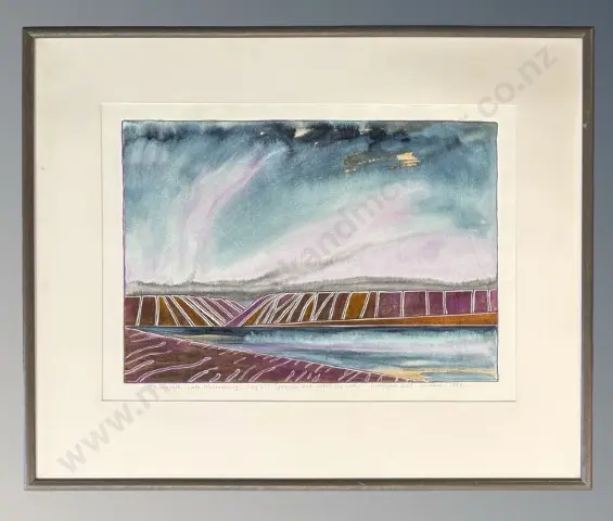 Marilynn Webb - Snow Fall Lake, Matunerangi, 1989, watercolour and pastel on paper, 390x560mm Image 1++