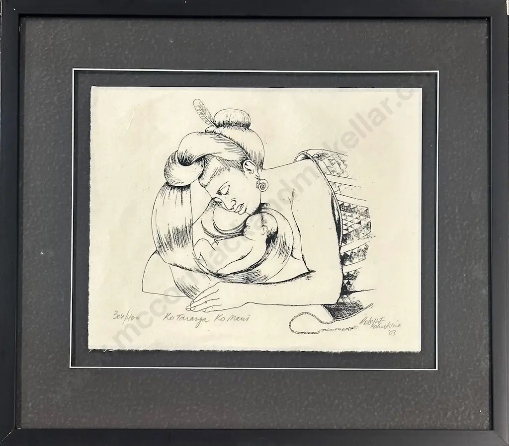 Robyn Kahukiwa - Ko Taranga Ko Maui, 306/400, 2003, work on paper, 300x380mm & The Art of Robyn Kahukiwa Hardcover Image 1++